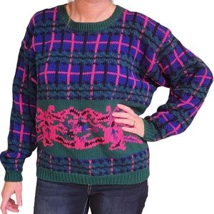 Vintage JL Plum Granny Core  80s Womens Sweater Size Large‎